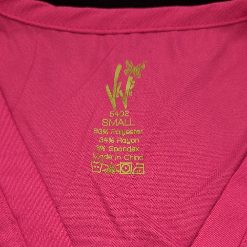 Pink V-Neck Scrub Top